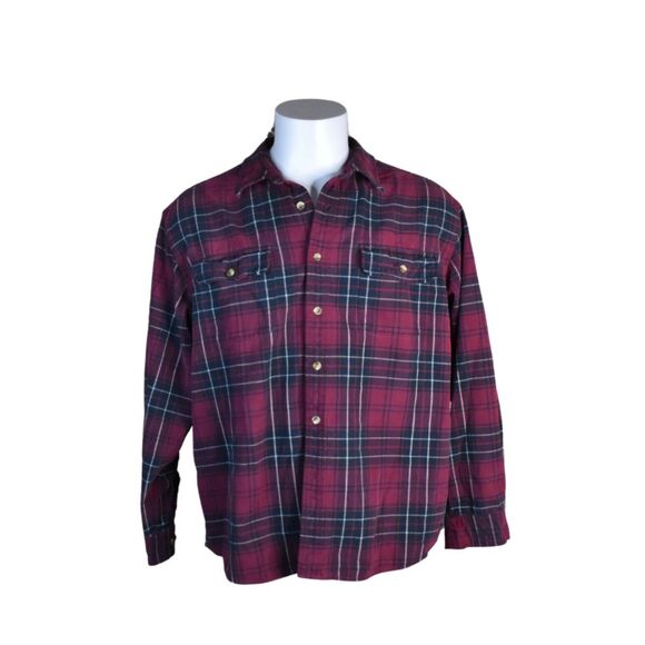 Eddie Bauer Flannel Red Black Tartan Plaid Mens XL - Picture 1 of 6